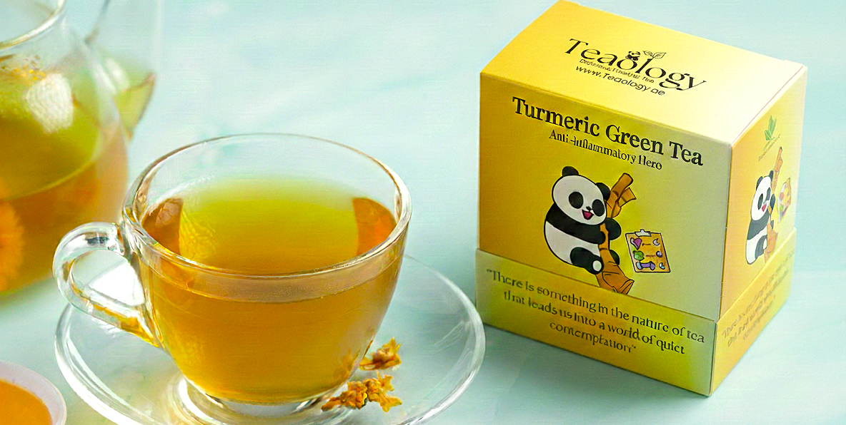 Organic turmeric green tea for skin glow and anti-inflammation Dubai UAE