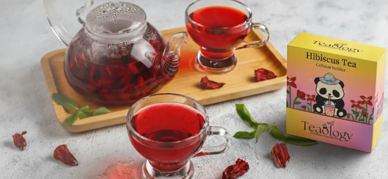 Organic hibiscus tea in a glass cup for natural blood pressure support Dubai UAE