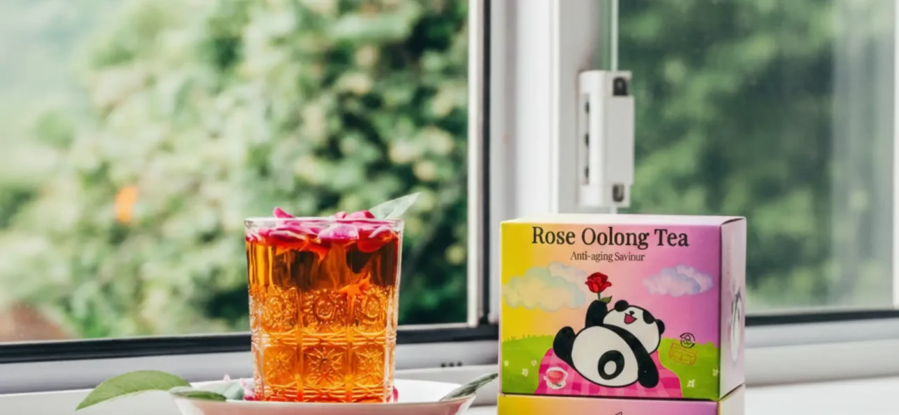 Organic rose oolong tea for glowing skin and beauty in Dubai UAE