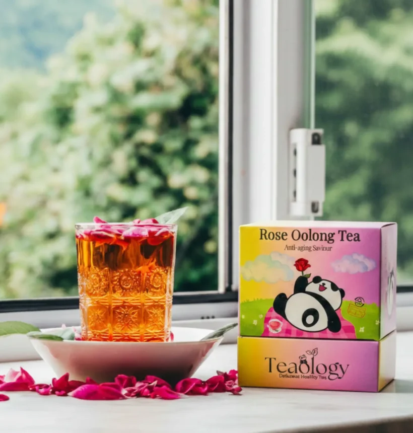 Organic rose oolong tea for glowing skin and beauty in Dubai UAE