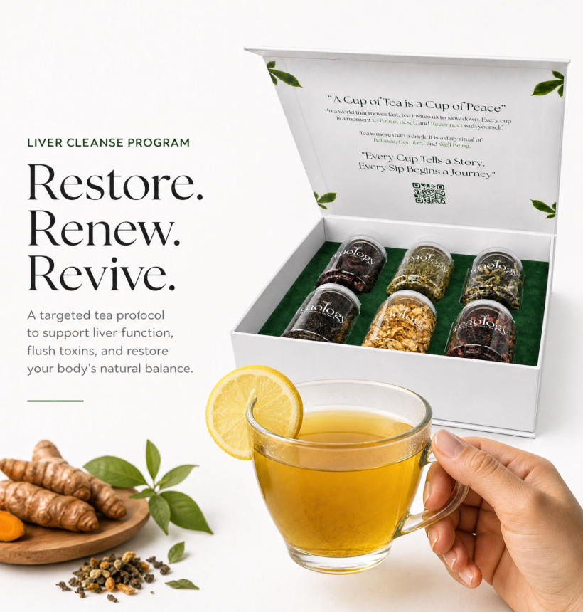 A vibrant cup of organic turmeric green tea used for liver cleansing in Dubai.